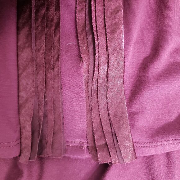 Cupio Womens Top Small Raspberry Pleats Long Sleeve Split V Neck Viscose Stretch - Picture 7 of 12